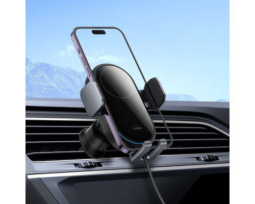 Автомобільний тримач з Бездротовим ЗП Baseus LightChaser 15W black