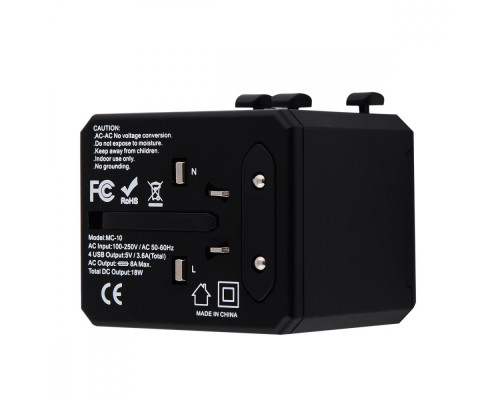 Travel Adapter Yesido MC-10 Type-C (UK/EU/US/AUS) black