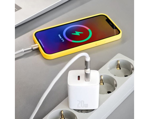 МЗП Baseus Compact Quick Charger 20W QC+ PD (1Type-C + 1USB) white