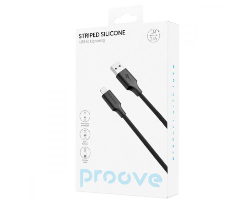 Кабель Proove Striped Silicone USB to Lightning (1m) black 2001001957513 6901119903968