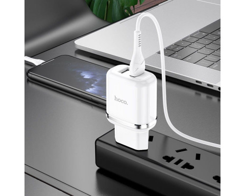 МЗП Hoco N4 Aspiring + Cable (Lightning) 2.4A 2USB white