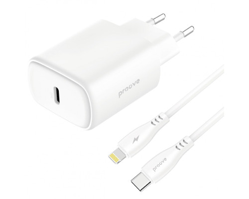 МЗП Proove Silicone Power 2 20W (Type-C) + Cable Type-C to Lightning (1m) white 2003000238570 6901117457050