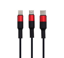 Кабель USB Hoco X26 Xpress Charging 3in1 Колір Чорно-Червоний 6957531080282