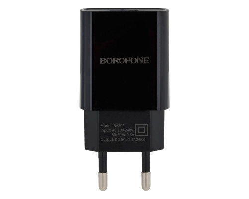 Мережевий Зарядний Пристрій Borofone BA20A Lightning 1USB 2.1A Колір Чорний 6931474702128