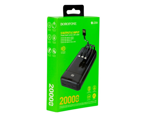 Універсальна Мобільна Батарея Borofone BJ20A Digital display and cable 20000 mAh Колір Чорний