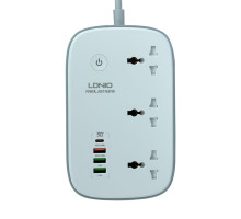 Мережевий Подовжувач LDNIO SCW3451 3 ports / PD / 3USB / 1 QC 3.0 1 / Type-C / WiFii Колір White 6933138700037