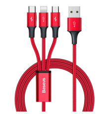 Кабель Baseus Rapid 3-in-1 USB to Micro / Lightning / Type-C 3.5A 1.2m CAJS0000 Колір Червоний, 09 6953156209800