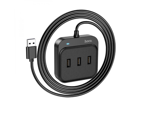 Хаб USB Hoco HB31 Easy 4-in-1 converter(USB to USB2.0*4)(L=1.2M) Колір Чорний