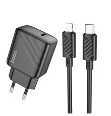 Мережевий Зарядний Пристрій Hoco CS22A 1USB-C PD/QC 30W+Type-C to Lightning Колір Чорний 6942007609920