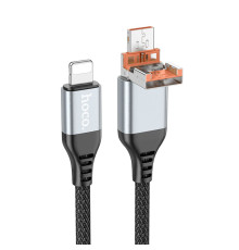 Кабель USB Hoco U128 2in1 2.4A/PD27W USB/Type-C to Lightning 1.2m Колір Чорний 6942007611220