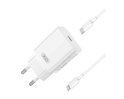 Мережевий Зарядний Пристрій XO L126 1USB-C PD/QC 20W+Type-C to Lightning Колір Білий 6920680846900