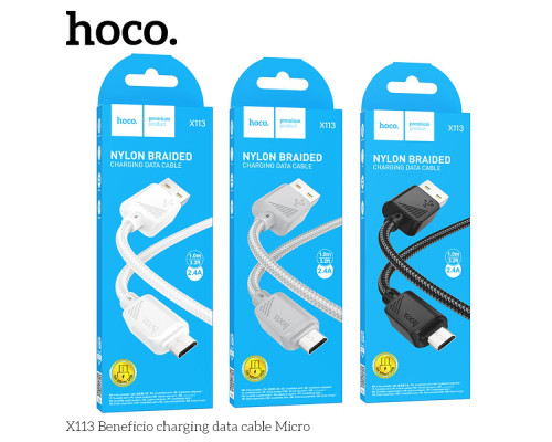 Кабель USB Hoco X113 Micro 2.4A Колір Бiлий 6942007646154 ma36778_3609181
