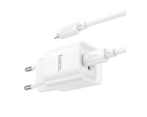 Мережевий Зарядний Пристрій Hoco C147A 1USB-C/1USB PD/QC 20W+Type-C to Lightning Колір Бiлий 6942007630283 ma35290_3345681