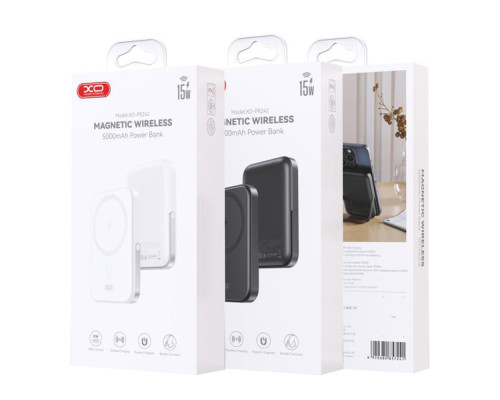 Універсальна Мобільна Батарея Power Bank XO PR242 PD20W Magnetic wireless 15W Type-C with U-shaped holder 5000mAh Колір Білий 6920680857234 ma34899_3344260