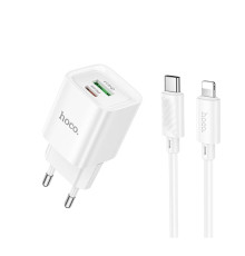 Мережевий Зарядний Пристрій Hoco C147A 1USB-C/1USB PD/QC 20W+Type-C to Lightning Колір Бiлий 6942007630283 ma35290_3345681