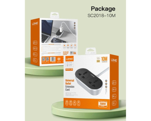 Мережевий Подовжувач LDNIO SC2018 10m Колір Чорно-Сiрий 6933138602638 ma35673_3577466