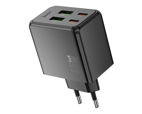 Мережевий Зарядний Пристрій Hoco CS18A 2USB-C/2USB PD/QC 45W Колір Чорний 6942007645614 ma36898_3609484