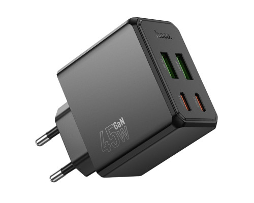 Мережевий Зарядний Пристрій Hoco CS18A 2USB-C/2USB PD/QC 45W Колір Чорний 6942007645614 ma36898_3609484