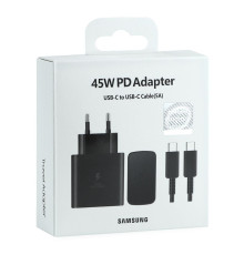 Мережевий Зарядний Пристрій Samsung 1USB-C PD/QC 45W+Type-C to Type-C 1:1 М'ята упаковка Колір Чорний 2020000483250
