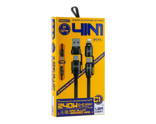 Кабель USB Remax C1 (A+C-C+L) 1.2M 240W Колір Чорний 6954851249238 ma37764_3664727