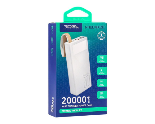 Універсальна Мобільна Батарея Power Bank Ridea RP-D20L Phoenix20 10W digital display + lamp 20000 mAh Колір Чорний 6902013350452 ma30305_3868582