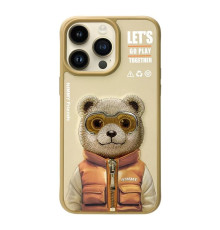 Чохол TPU+PC Nimmy 3D with Metal Buttons для iPhone 15 Pro Колір Bear Khaki 2020000410485