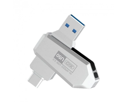 USB флеш-накопичувач XO U50 USB3.0+Type C 256GB Колір Стальной
