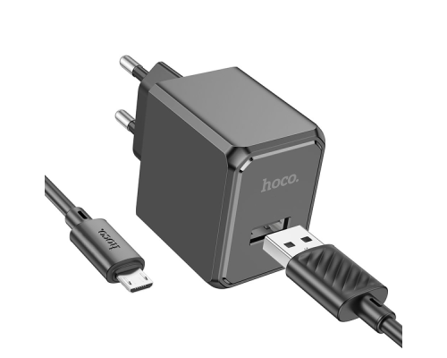 Зарядний пристрій Hoco CS11A 10.5W 2.1A 1USB-A з кабелем Micro USB black PLS-00-00114974