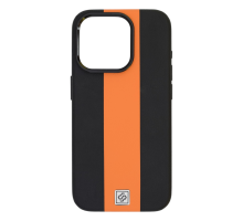 Чохол шкіряний Rally with Magnetic для iPhone 15 Pro black orange PLS-00-00164598