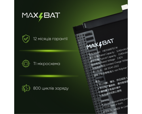 Акумулятор Huawei HB356687ECW (Max Bat) PLS-00-00043697