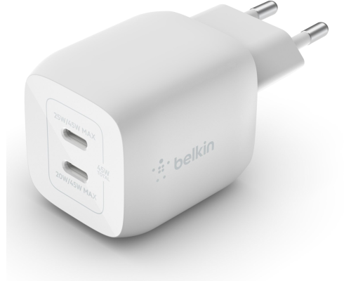 Зарядний пристрій Belkin 45W 3A GAN 2USB-С (WCH011VFWH) white PLS-00-00136414