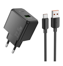 Зарядний пристрій Hoco CS17A 22.5W 3A 1USB-A з кабелем Type-C black PLS-00-00145460