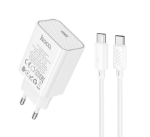Зарядний пристрій Hoco C143A 20W 3A USB-C з кабелем Type-C white PLS-00-00145465