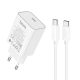 Зарядний пристрій Hoco C143A 20W 3A USB-C з кабелем Type-C white PLS-00-00145465