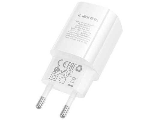 Зарядний пристрій Borofone BA103A 20W 3A USB-C з кабелем C-L white PLS-00-00169788