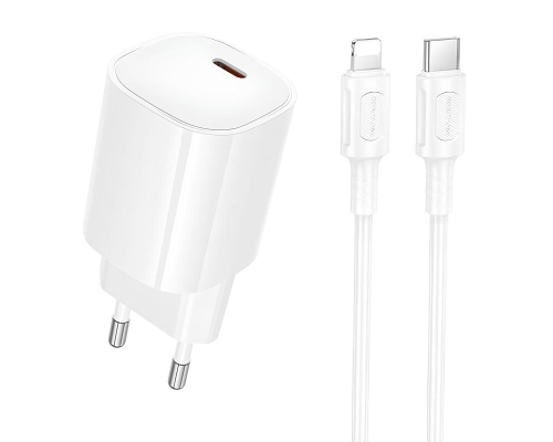 Зарядний пристрій Borofone BA103A 20W 3A USB-C з кабелем C-L white PLS-00-00169788