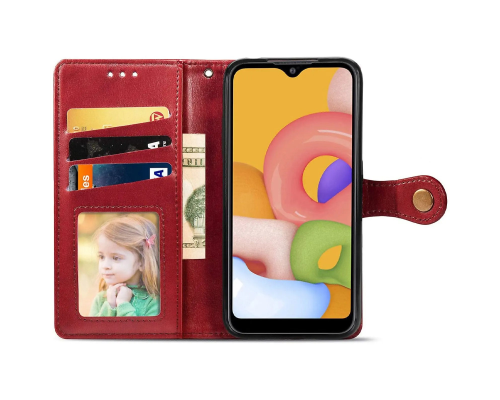 Чохол-книжка Leather GETMAN with card holder Samsung A107 Galaxy A10s red PLS-00-00148238