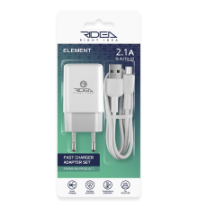 Зарядний пристрій Ridea RW-11111 Element 10.5W 2.1A 1USB-A з кабелем Micro USB white PLS-00-00123679