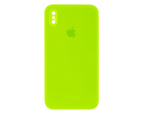Чохол Silicone Case Квадратні Борти Full Camera iPhone XS Max neon green PLS-00-00107585