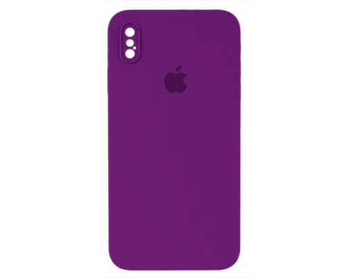 Чохол Silicone Case Квадратні Борти Full Camera iPhone X (XS) purple PLS-00-00107569