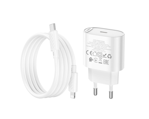 Зарядний пристрій Hoco C109A 20W 3A USB-C з кабелем С-L white PLS-00-00149688