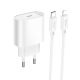 Зарядний пристрій Hoco C109A 20W 3A USB-C з кабелем С-L white PLS-00-00149688