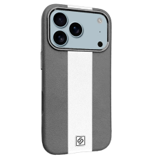 Чохол шкіряний Rally with Magnetic для iPhone 17 Pro gray white PLS-00-00160026