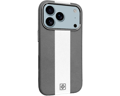 Чохол шкіряний Rally with Magnetic для iPhone 17 Pro gray white PLS-00-00160026