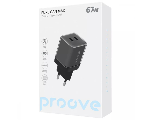 Зарядний пристрій Proove Pure GaN Max 67W 2Type-C black PLS-00-00138628