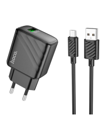 Зарядний пристрій Hoco CS21A 18W 3A USB-A з кабелем A-M black PLS-00-00131548