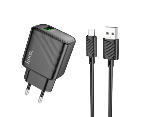 Зарядний пристрій Hoco CS21A 18W 3A USB-A з кабелем A-M black PLS-00-00131548