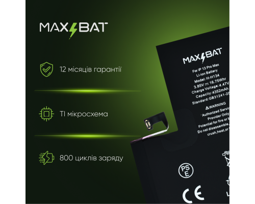 Акумулятор iPhone 13 Pro Max (Max Bat) PLS-00-00115671