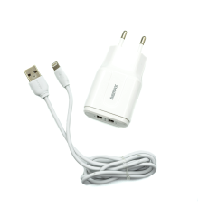 Зарядний пристрій Remax RP-U22 12W 2.4A 2USB-A з кабелем A-L white PLS-00-00027348
