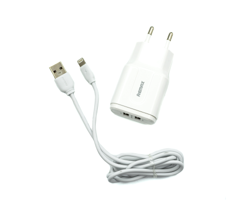 Зарядний пристрій Remax RP-U22 12W 2.4A 2USB-A з кабелем A-L white PLS-00-00027348